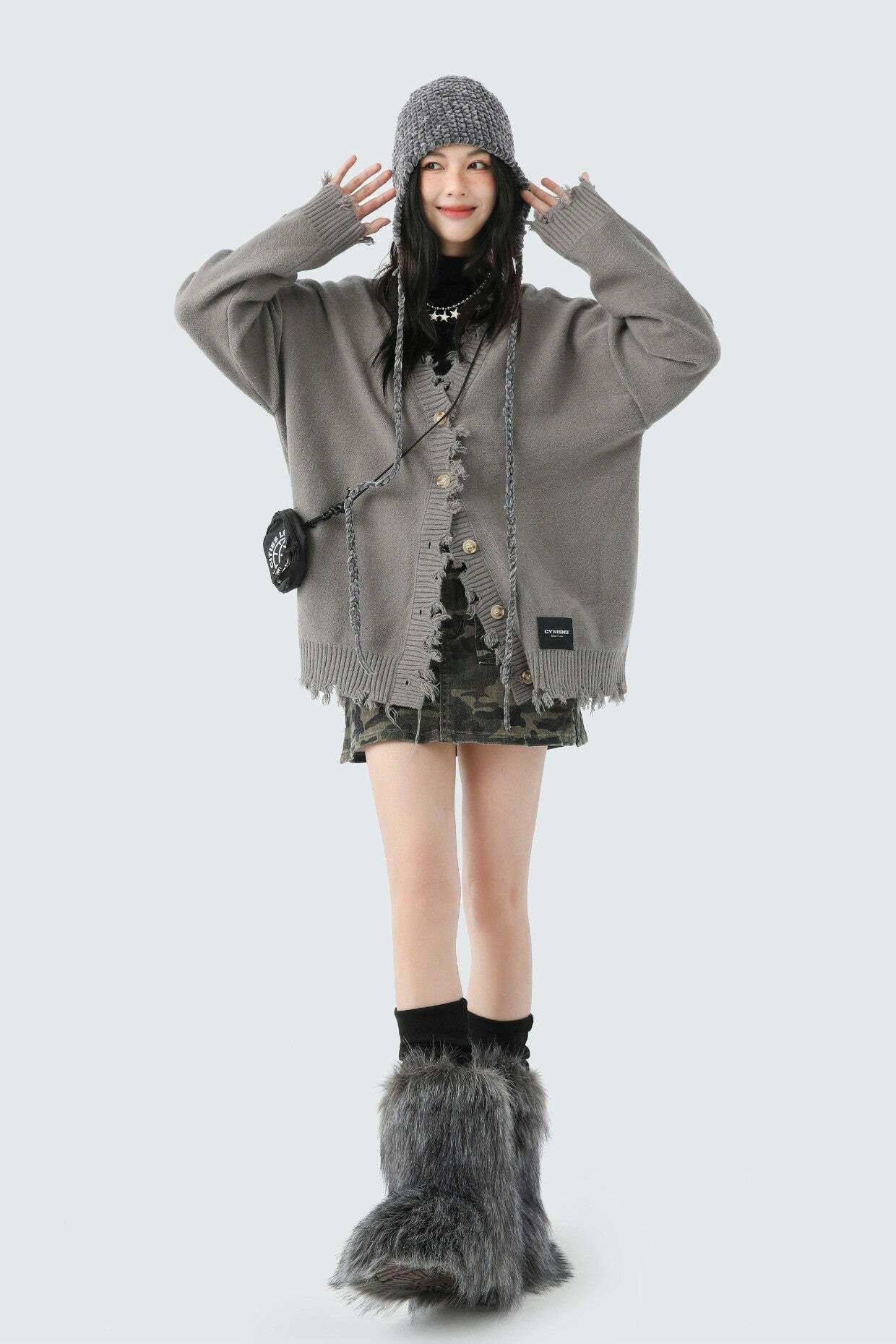 CyNi Distressed Cardigan - Y2K Summer Grunge, 90s Retro, Pastel Goth, Y2K Party Outfit