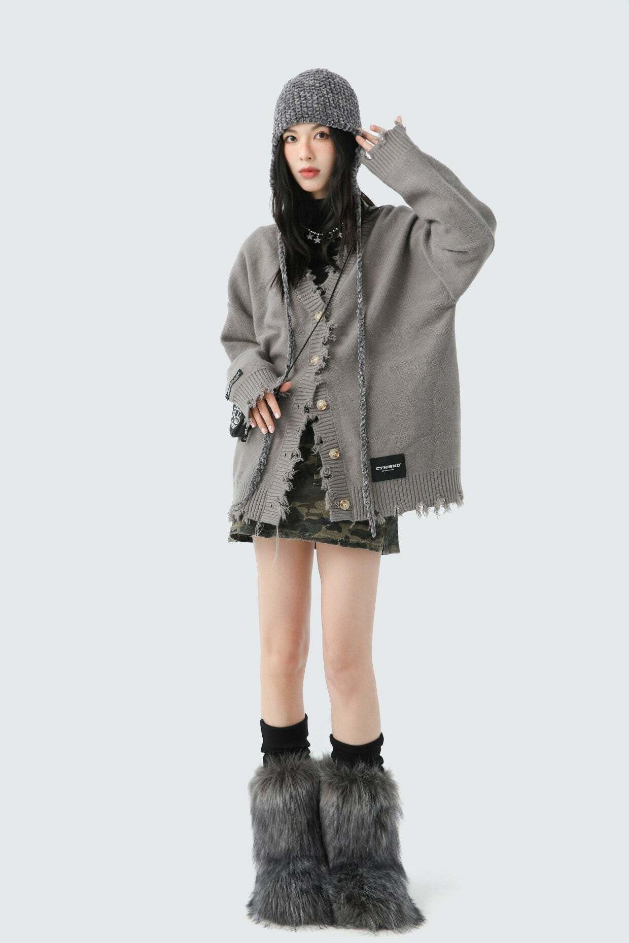 CyNi Distressed Cardigan - Y2K Summer Grunge, 90s Retro, Pastel Goth, Y2K Party Outfit