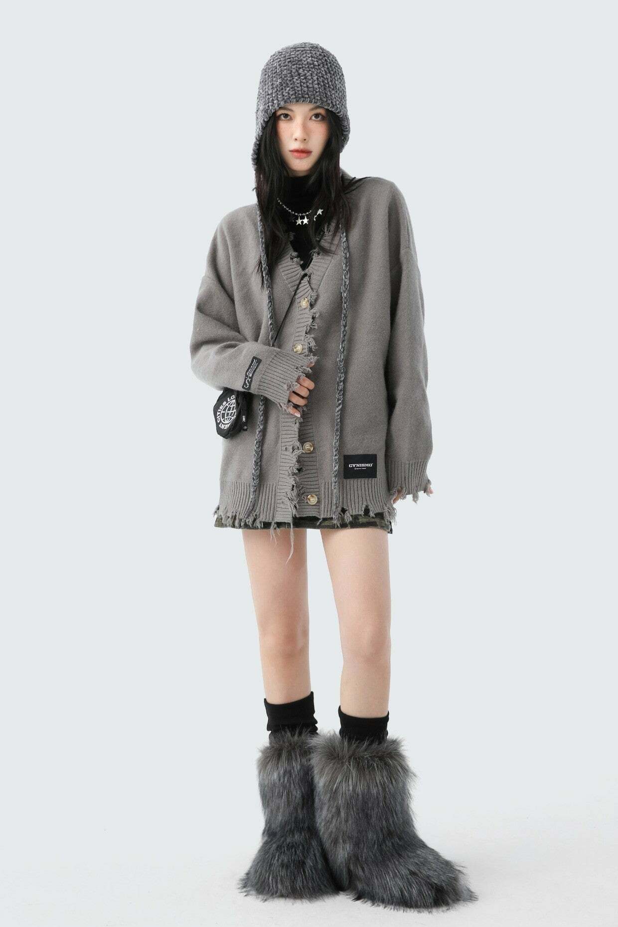 CyNi Distressed Cardigan - Y2K Summer Grunge, 90s Retro, Pastel Goth, Y2K Party Outfit