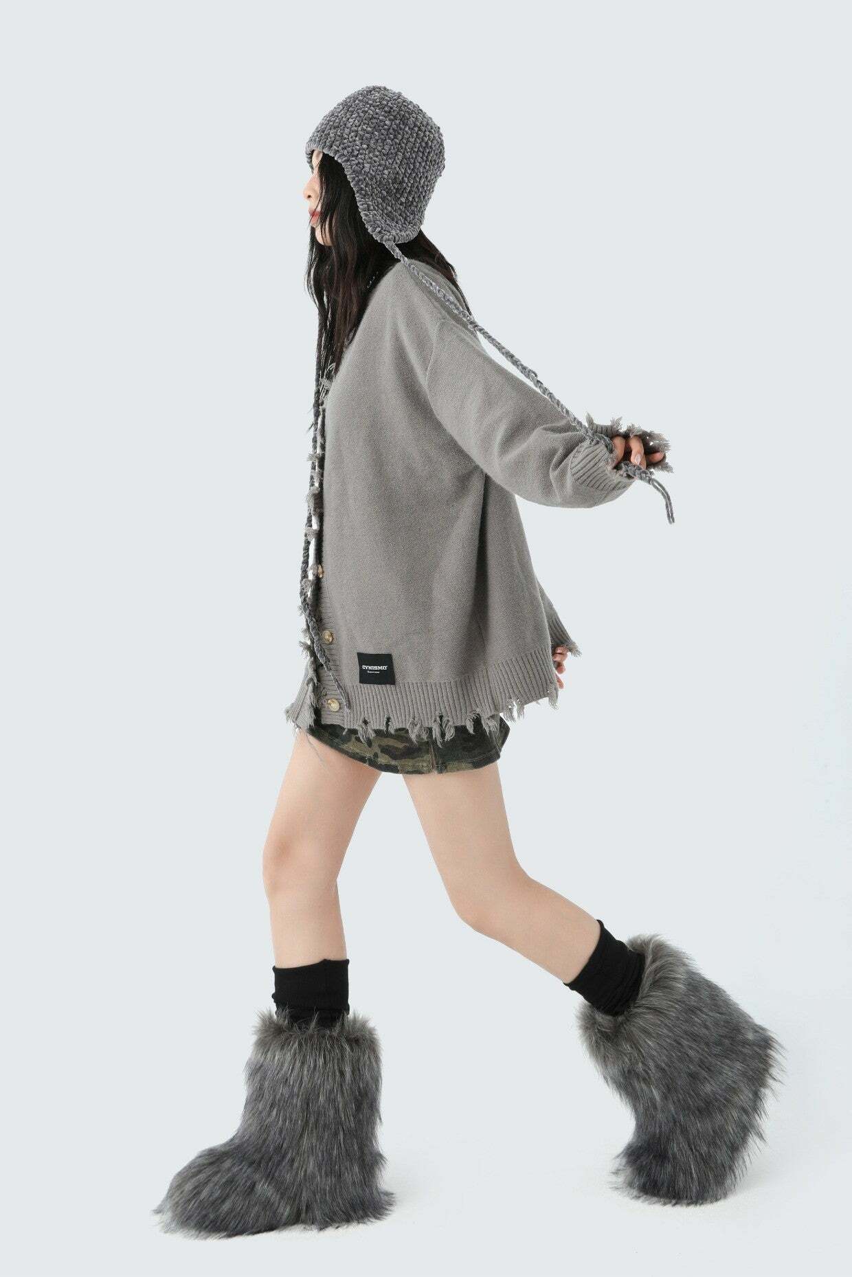 CyNi Distressed Cardigan - Y2K Summer Grunge, 90s Retro, Pastel Goth, Y2K Party Outfit