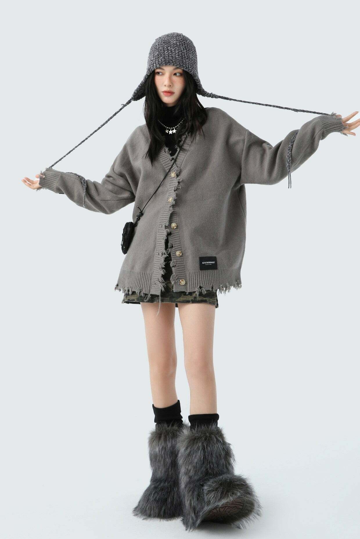 CyNi Distressed Cardigan - Y2K Summer Grunge, 90s Retro, Pastel Goth, Y2K Party Outfit
