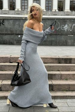 Daija Off Shoulder Maxi Dress - Y2K Summer, 90s Fashion, Grunge, Retro, Party & Club Outfits