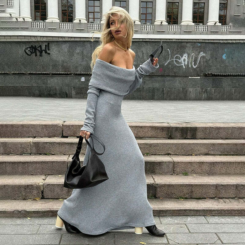 Daija Off Shoulder Maxi Dress - Y2K Summer, 90s Fashion, Grunge, Retro, Party & Club Outfits