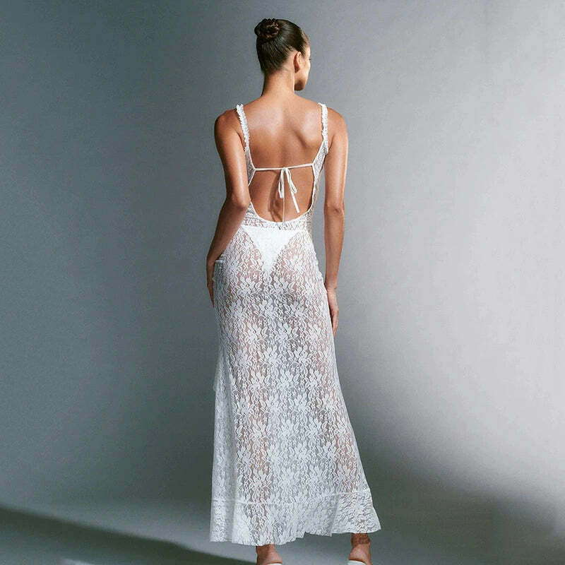 Daizy Lace Slit Maxi Dress - Y2K Summer, 90s Grunge, Retro Style, Y2K Party & Club Outfits