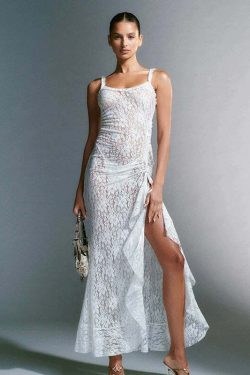 Daizy Lace Slit Maxi Dress - Y2K Summer, 90s Grunge, Retro Style, Y2K Party & Club Outfits