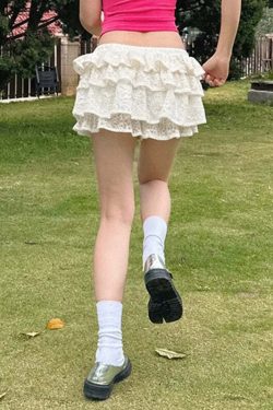 Dara Ruffle Mini Skirt - Y2K Summer Grunge Outfit, 90s Fashion, Retro Style, Pastel Goth