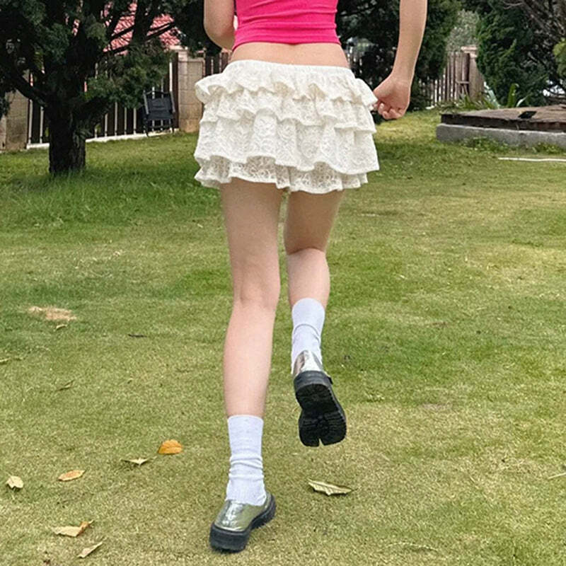 Dara Ruffle Mini Skirt - Y2K Summer Grunge Outfit, 90s Fashion, Retro Style, Pastel Goth