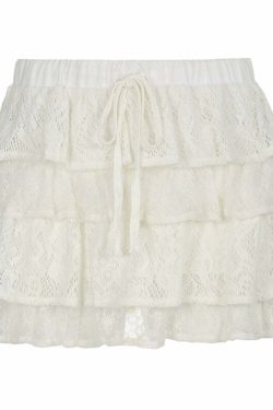 Dara Ruffle Mini Skirt - Y2K Summer Grunge Outfit, 90s Fashion, Retro Style, Pastel Goth