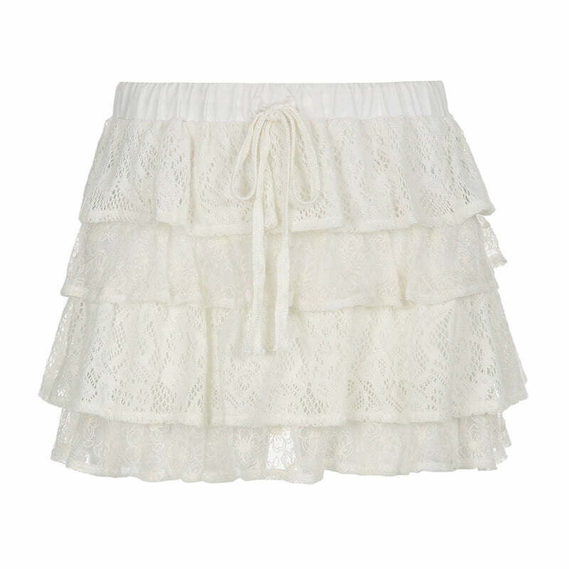 Dara Ruffle Mini Skirt - Y2K Summer Grunge Outfit, 90s Fashion, Retro Style, Pastel Goth