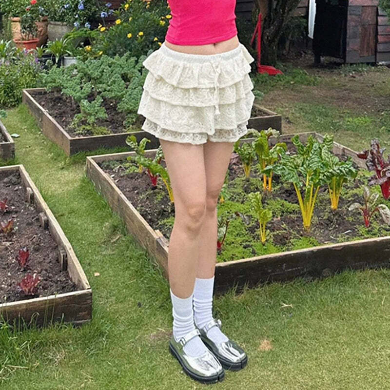 Dara Ruffle Mini Skirt - Y2K Summer Grunge Outfit, 90s Fashion, Retro Style, Pastel Goth
