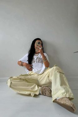 Darby Letter Print Cotton T-Shirt - Y2K Summer Grunge, 90s Retro, Baby Tees, Y2K Club Outfits
