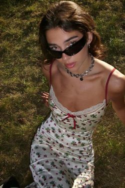 Darely Cherry Print Maxi Dress - Y2K Summer Outfit, 90s Fashion, Grunge, Retro Style