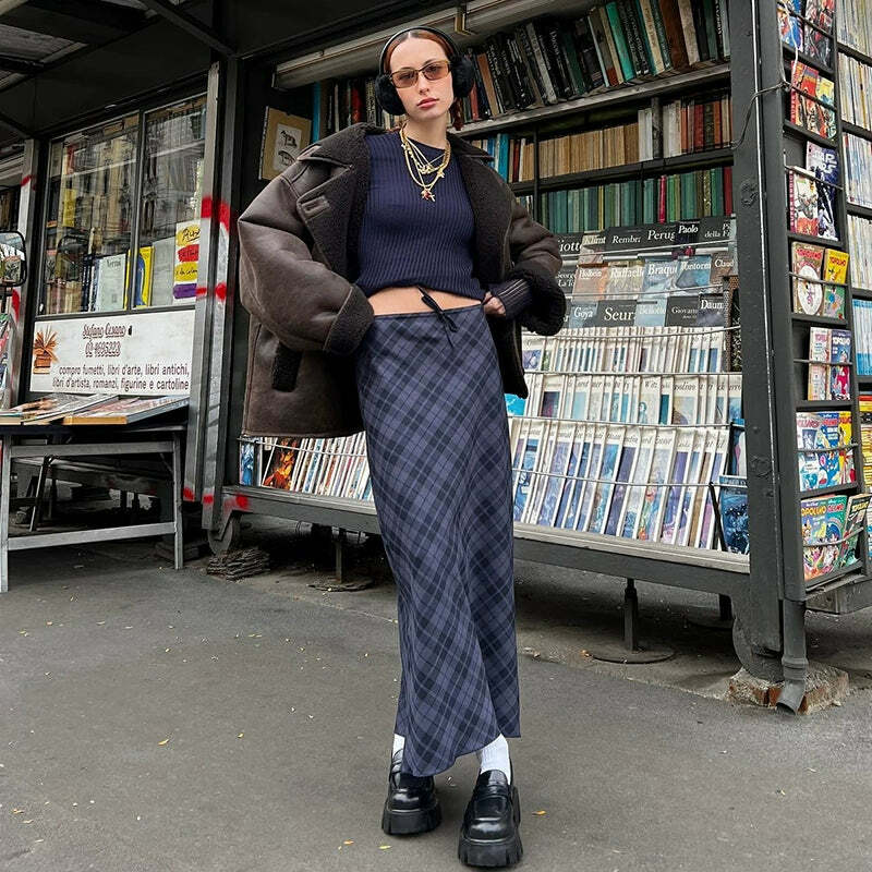 Darely Maxi Skirt - Y2K Summer Grunge Outfit, 90s Retro Fashion, Pastel Goth, Y2K Party Look