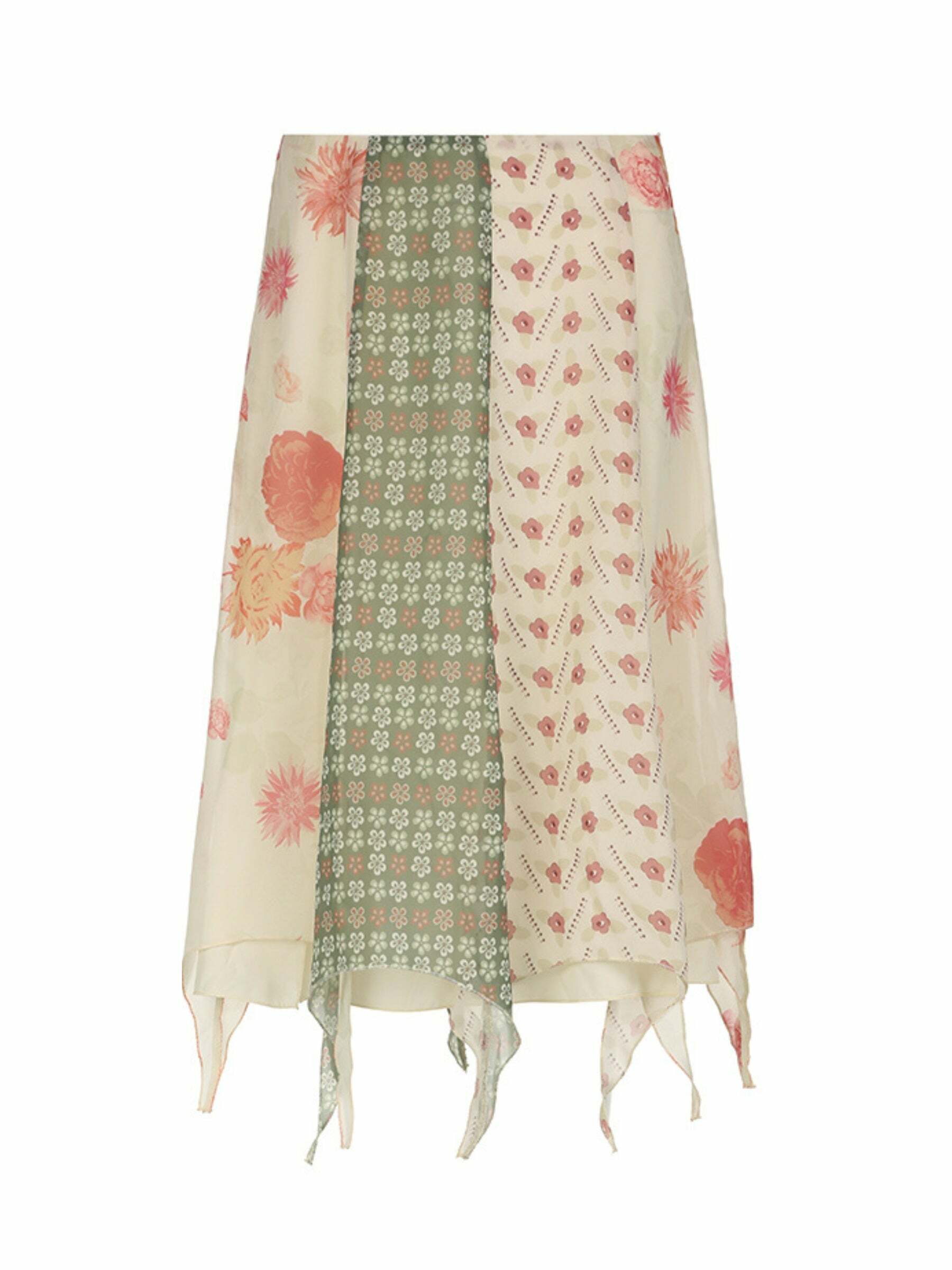 Dariana Patchwork Midi Skirt - Y2K Summer, 90s Fashion, Grunge, Retro, Pastel Goth, Y2K