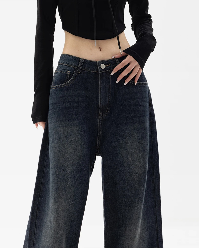 Dark Blue Baggy Jeans - Y2K Summer Grunge, 90s Retro, Hip Hop Fashion, Y2K Club Outfits