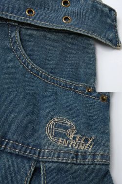 Dark Blue Denim Skirt - Y2K Summer Outfit, 90s Fashion, Grunge, Retro Style, Y2K Club & Party Look