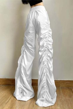 Dark Enigma Gothic Ruched Baggy Pants - Y2K Grunge, 90s Fashion, Retro Style, Y2K Summer Outfits