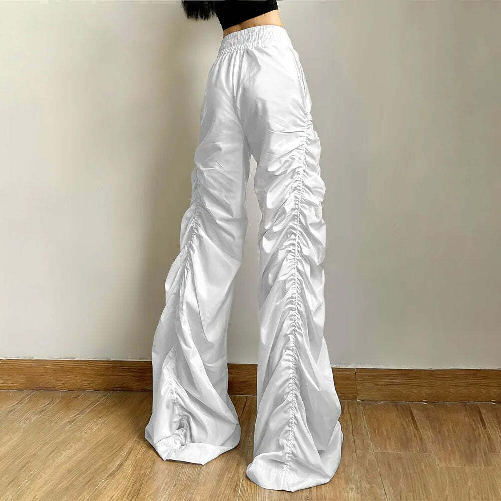 Dark Enigma Gothic Ruched Baggy Pants - Y2K Grunge, 90s Fashion, Retro Style, Y2K Summer Outfits