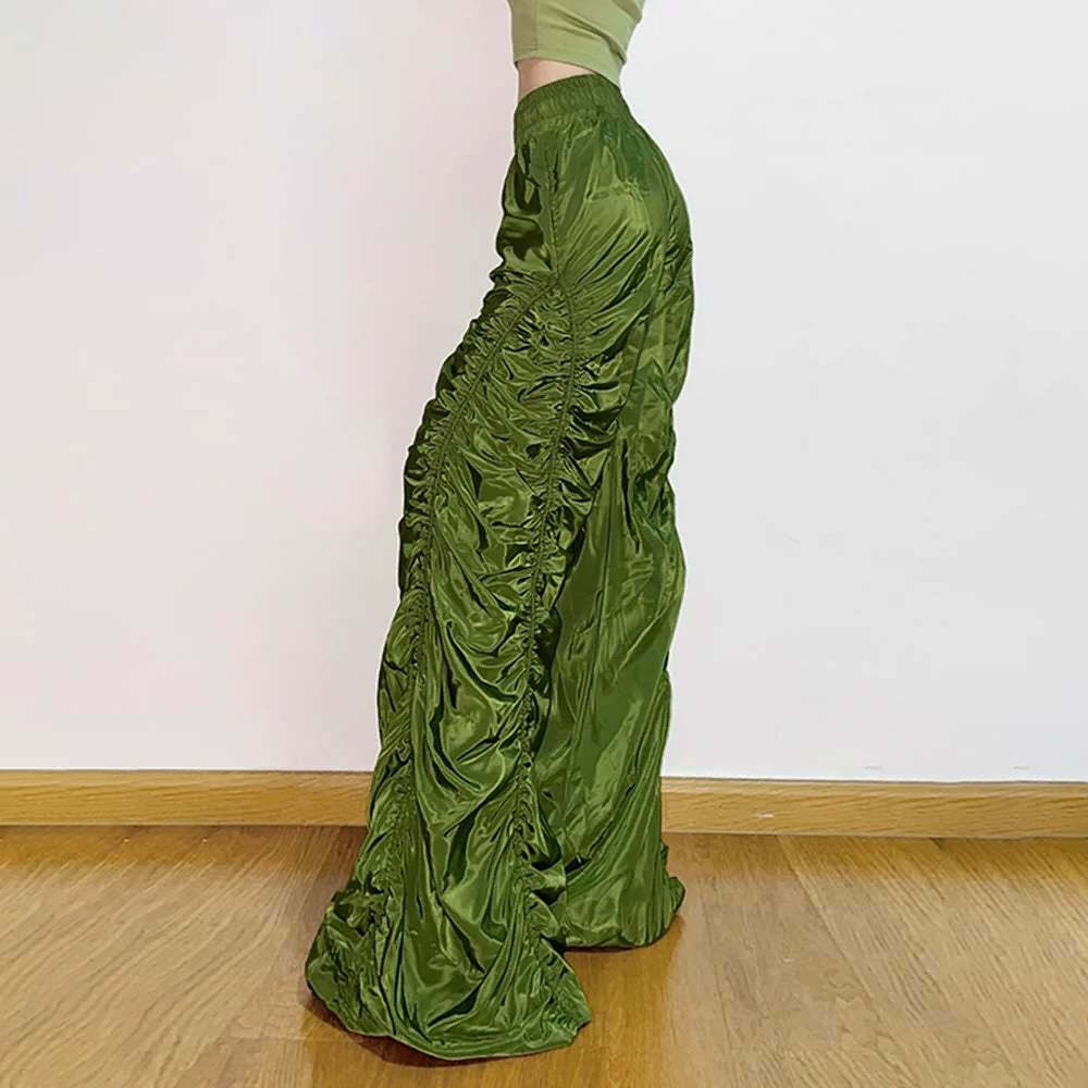 Dark Enigma Gothic Ruched Baggy Pants - Y2K Grunge, 90s Fashion, Retro Style, Y2K Summer Outfits