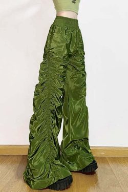 Dark Enigma Gothic Ruched Baggy Pants - Y2K Grunge, 90s Fashion, Retro Style, Y2K Summer Outfits