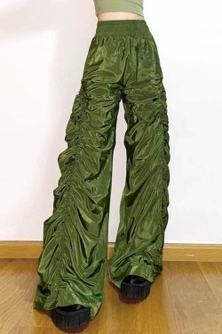 Dark Enigma Gothic Ruched Baggy Pants - Y2K Grunge, 90s Fashion, Retro Style, Y2K Summer Outfits