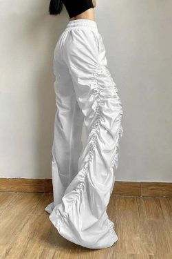 Dark Enigma Gothic Ruched Baggy Pants - Y2K Grunge, 90s Fashion, Retro Style, Y2K Summer Outfits