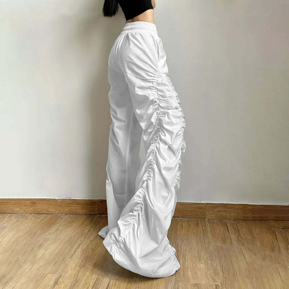 Dark Enigma Gothic Ruched Baggy Pants - Y2K Grunge, 90s Fashion, Retro Style, Y2K Summer Outfits
