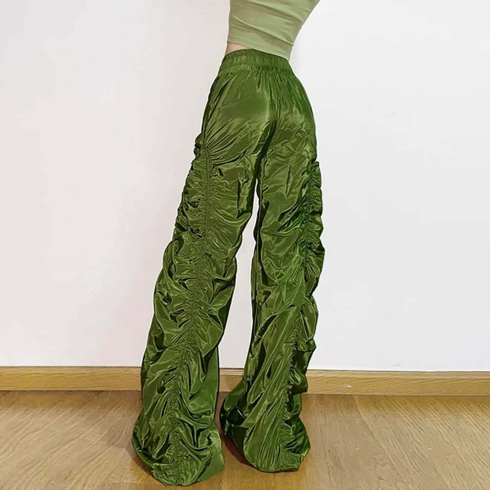 Dark Enigma Gothic Ruched Baggy Pants - Y2K Grunge, 90s Fashion, Retro Style, Y2K Summer Outfits