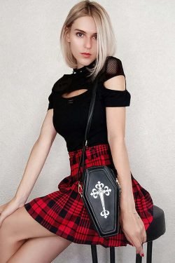 Dark Goth Coffin Shape Purse - Y2K Grunge, 90s Retro, Gothic Y2K Fashion Accessory