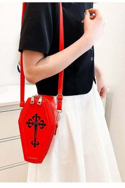 Dark Goth Coffin Shape Purse - Y2K Grunge, 90s Retro, Gothic Y2K Fashion Accessory