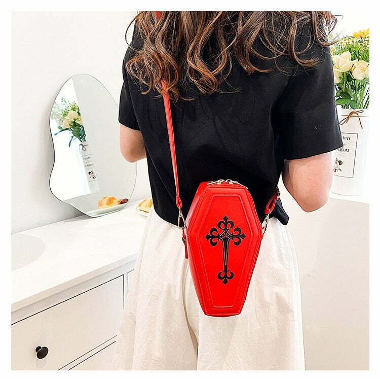 Dark Goth Coffin Shape Purse - Y2K Grunge, 90s Retro, Gothic Y2K Fashion Accessory