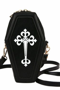 Dark Goth Coffin Shape Purse - Y2K Grunge, 90s Retro, Gothic Y2K Fashion Accessory