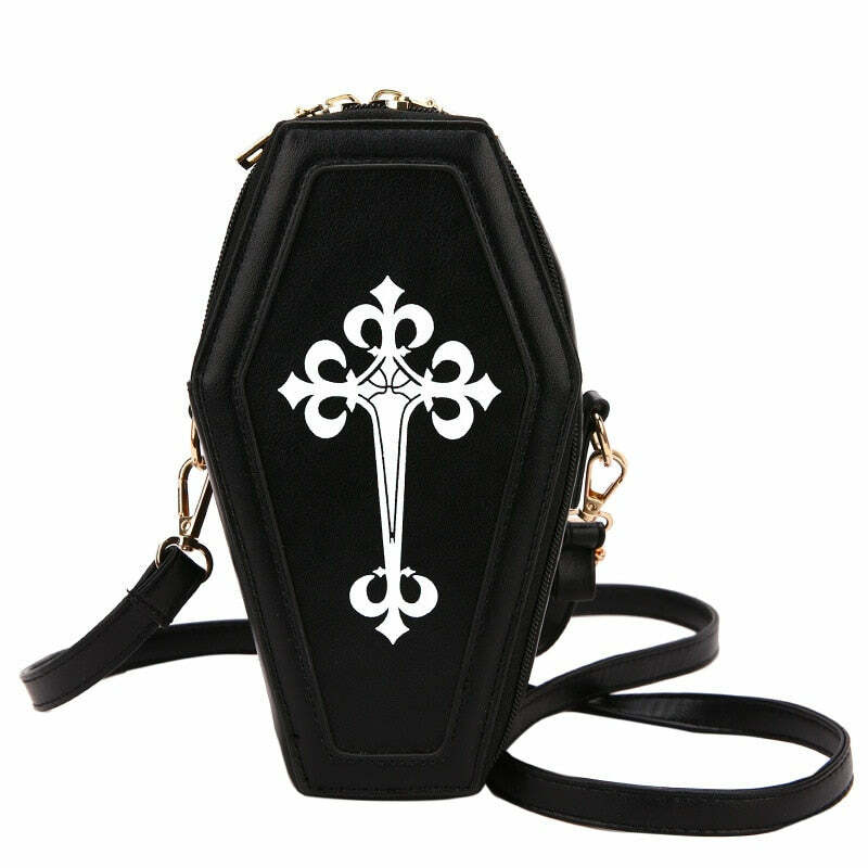 Dark Goth Coffin Shape Purse - Y2K Grunge, 90s Retro, Gothic Y2K Fashion Accessory