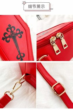 Dark Goth Coffin Shape Purse - Y2K Grunge, 90s Retro, Gothic Y2K Fashion Accessory