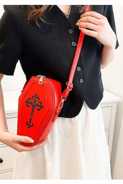 Dark Goth Coffin Shape Purse - Y2K Grunge, 90s Retro, Gothic Y2K Fashion Accessory