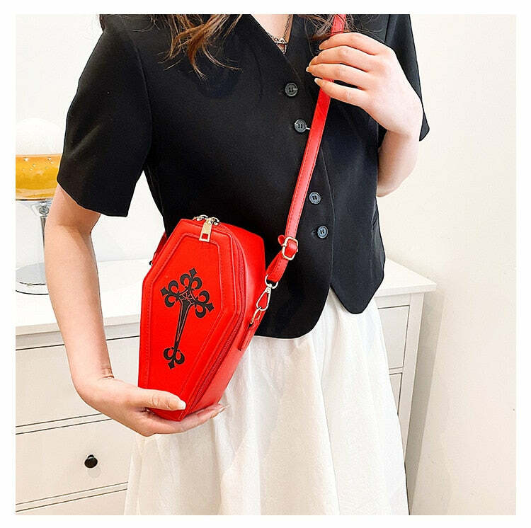 Dark Goth Coffin Shape Purse - Y2K Grunge, 90s Retro, Gothic Y2K Fashion Accessory
