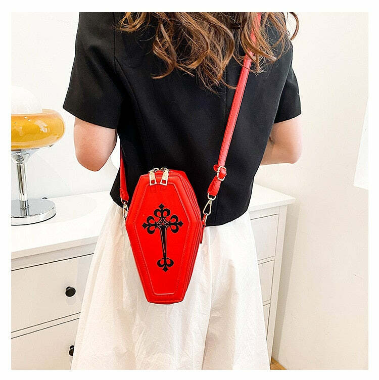 Dark Goth Coffin Shape Purse - Y2K Grunge, 90s Retro, Gothic Y2K Fashion Accessory