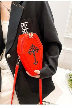 Dark Goth Coffin Shape Purse - Y2K Grunge, 90s Retro, Gothic Y2K Fashion Accessory