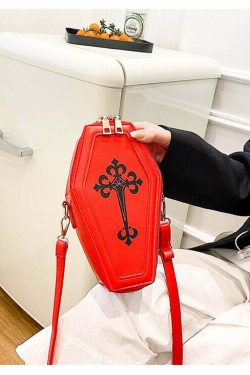 Dark Goth Coffin Shape Purse - Y2K Grunge, 90s Retro, Gothic Y2K Fashion Accessory