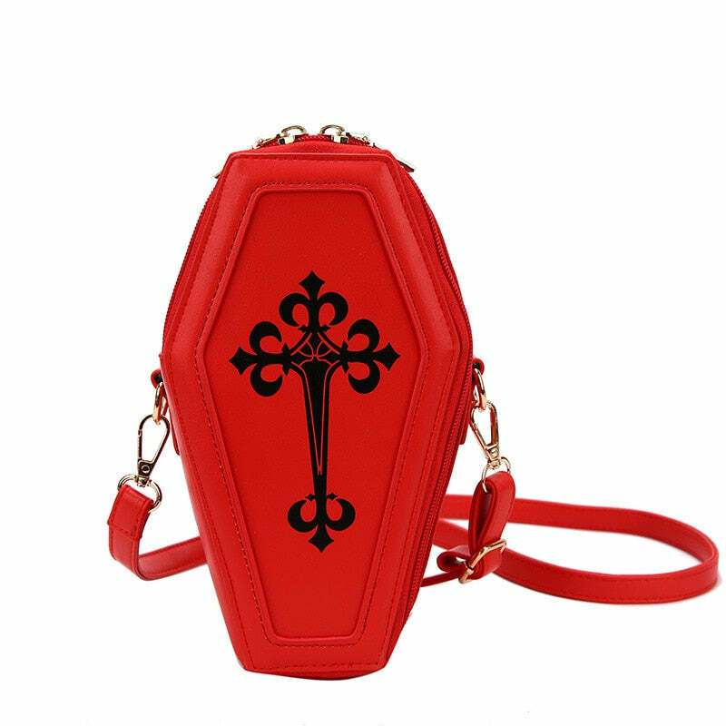 Dark Goth Coffin Shape Purse - Y2K Grunge, 90s Retro, Gothic Y2K Fashion Accessory