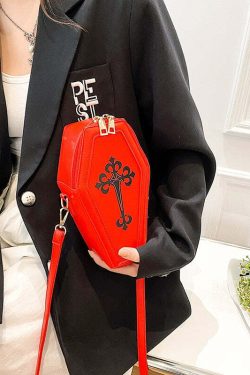 Dark Goth Coffin Shape Purse - Y2K Grunge, 90s Retro, Gothic Y2K Fashion Accessory