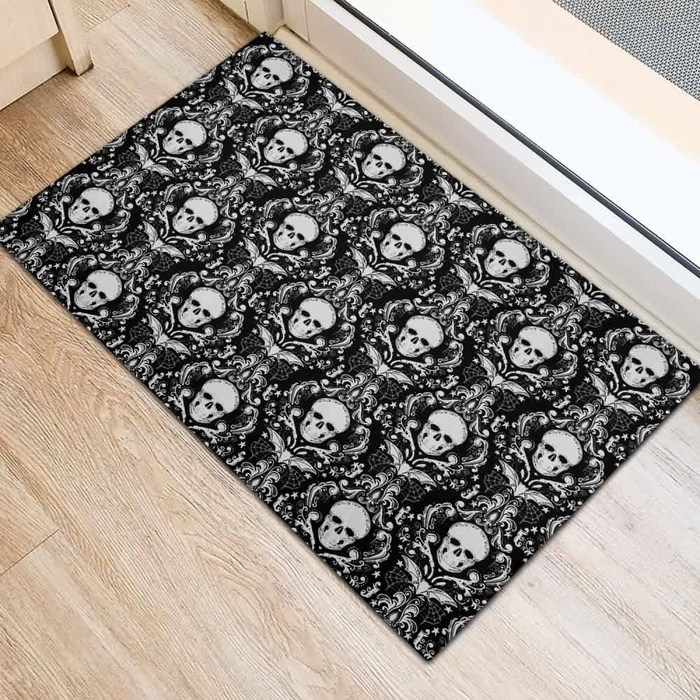 Dark Gothic Skull Door Mat - Perfect for Y2K, 90s Grunge, and Retro Summer Outfits