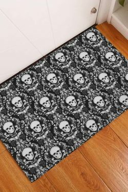 Dark Gothic Skull Door Mat - Perfect for Y2K, 90s Grunge, and Retro Summer Outfits