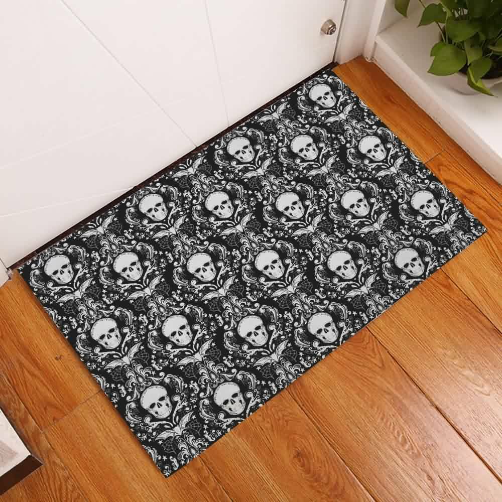 Dark Gothic Skull Door Mat - Perfect for Y2K, 90s Grunge, and Retro Summer Outfits