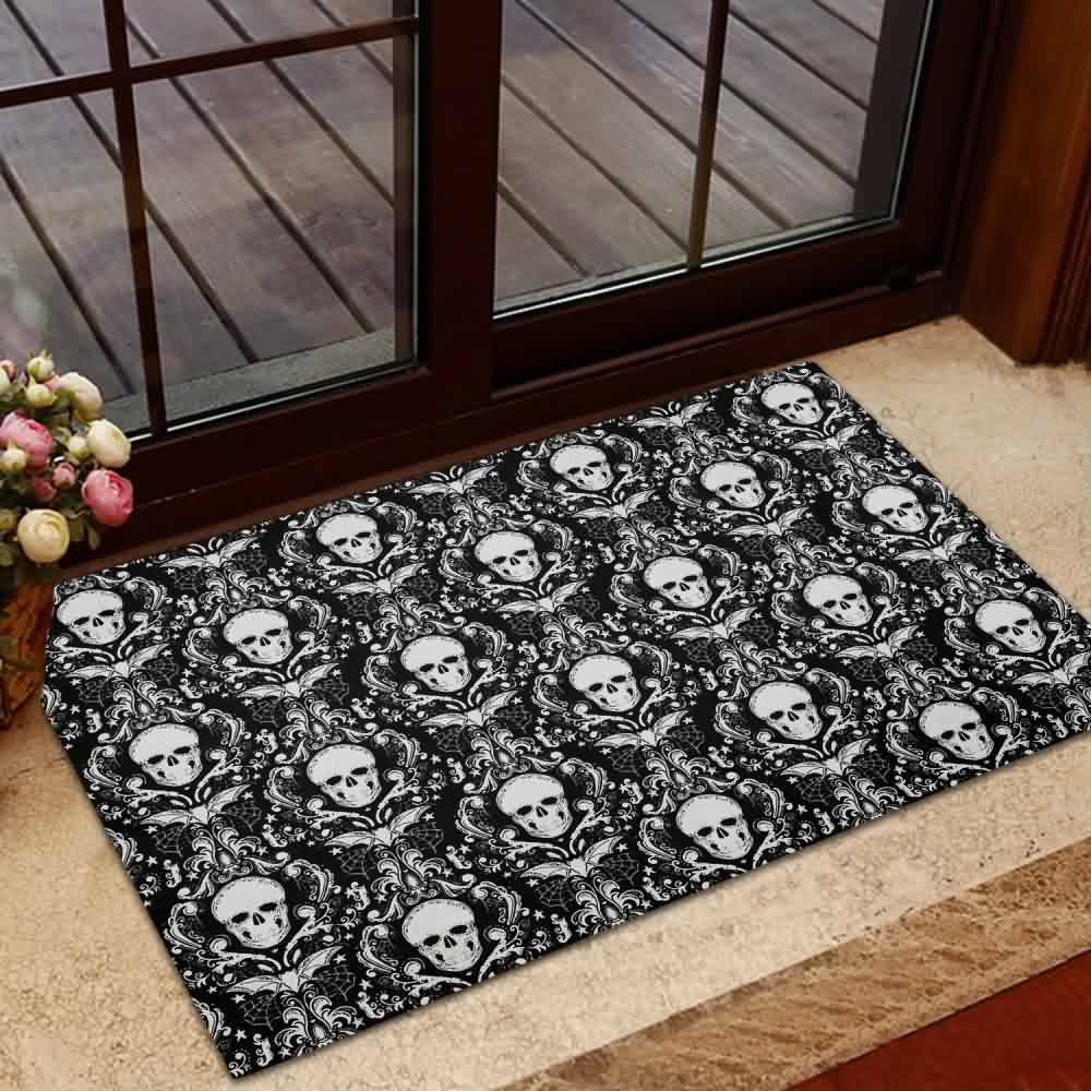 Dark Gothic Skull Door Mat - Perfect for Y2K, 90s Grunge, and Retro Summer Outfits