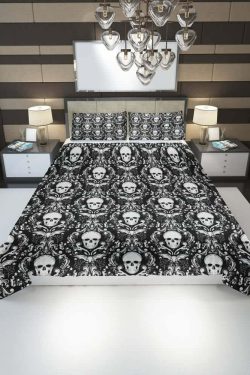Dark Gothic Skull Duvet Cover Set - Y2K Grunge, 90s Retro, Pastel Goth, Y2K Summer Outfits