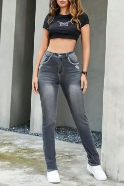 Dark Gothic Skull Embroidered Jeans - Y2K Grunge, 90s Fashion, Retro Style, Y2K Summer Outfits
