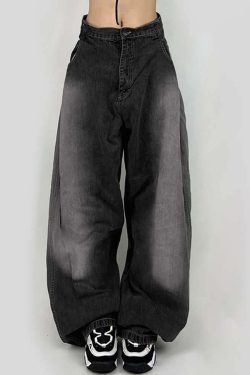 Dark Gray Baggy Jeans - Y2K Grunge, 90s Fashion, Retro Style, Y2K Summer Outfits, Y2K