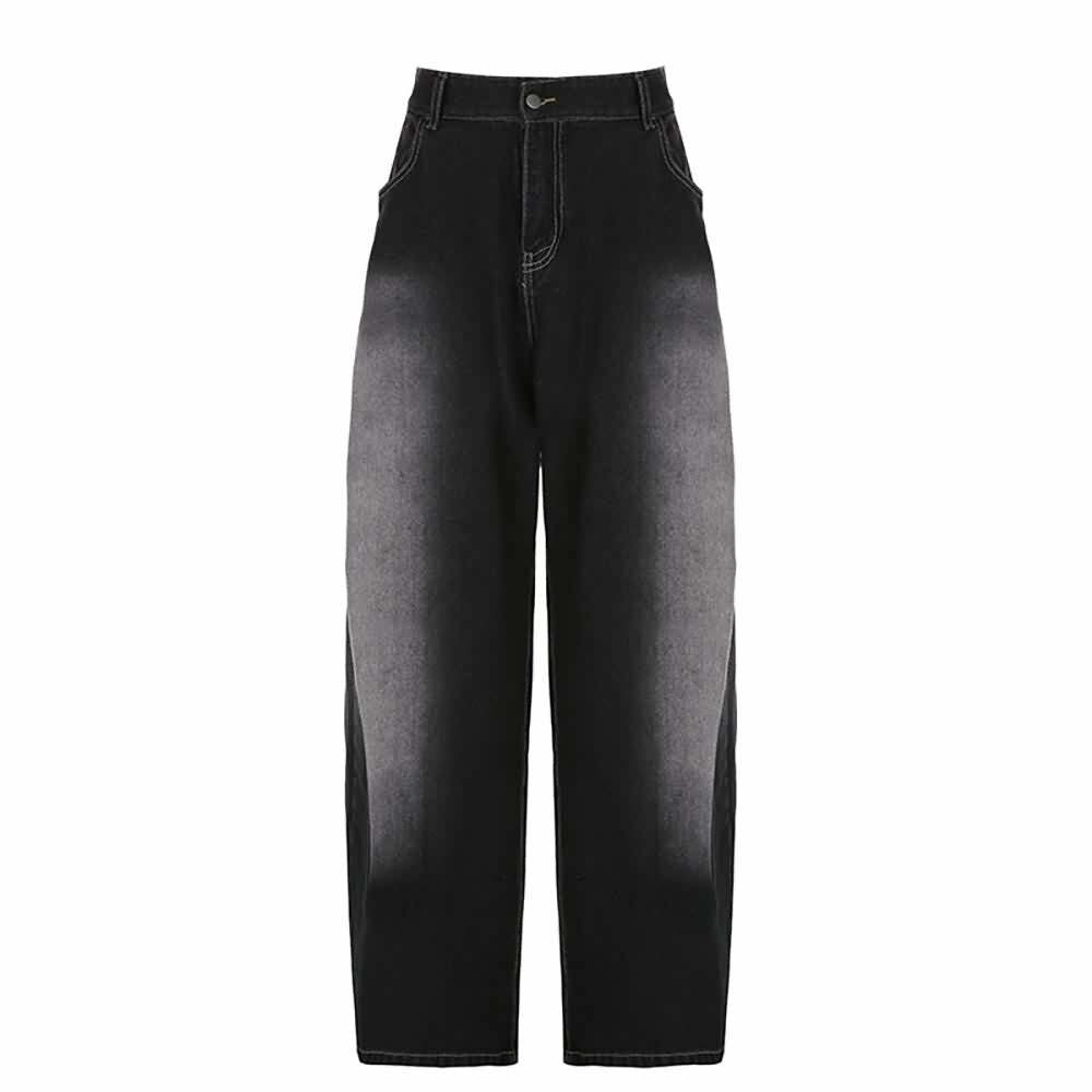 Dark Gray Baggy Jeans - Y2K Grunge, 90s Fashion, Retro Style, Y2K Summer Outfits, Y2K