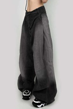 Dark Gray Baggy Jeans - Y2K Grunge, 90s Fashion, Retro Style, Y2K Summer Outfits, Y2K
